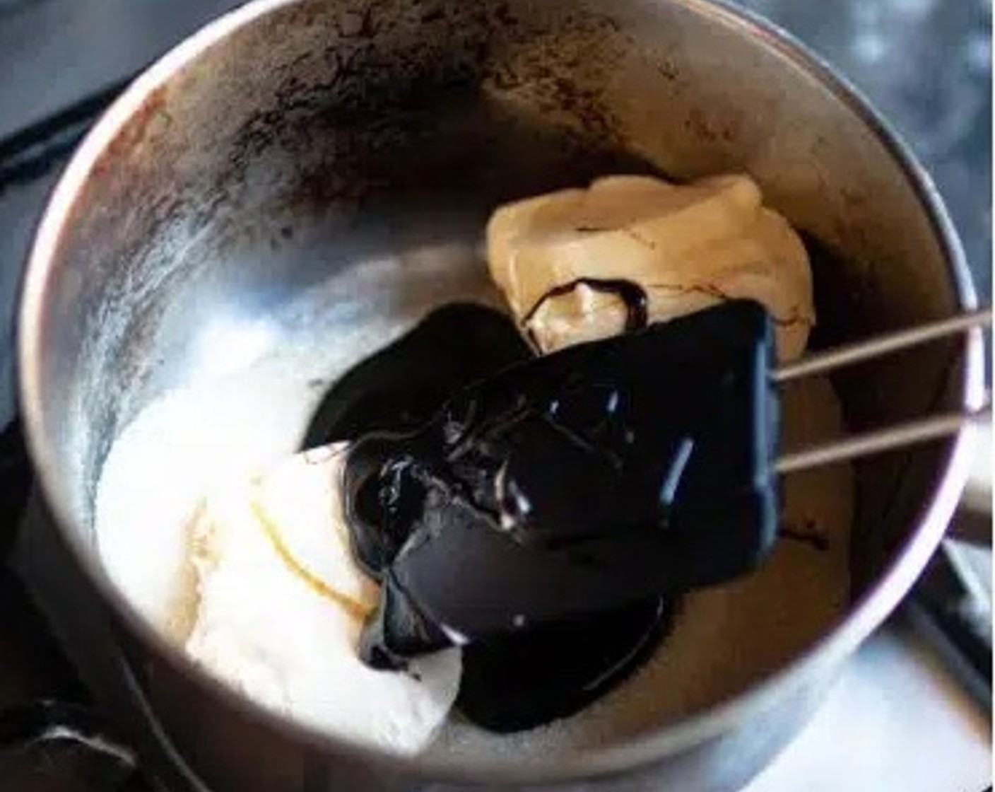 step 2 Heat the Vegan Butter (1/2 cup), Brown Sugar (1/2 cup), Golden Syrup (2 Tbsp), and Black Treacle (3 Tbsp) in a saucepan over low heat, stir gently until the mixture has completely melted. Leave to cool for 5 minutes.