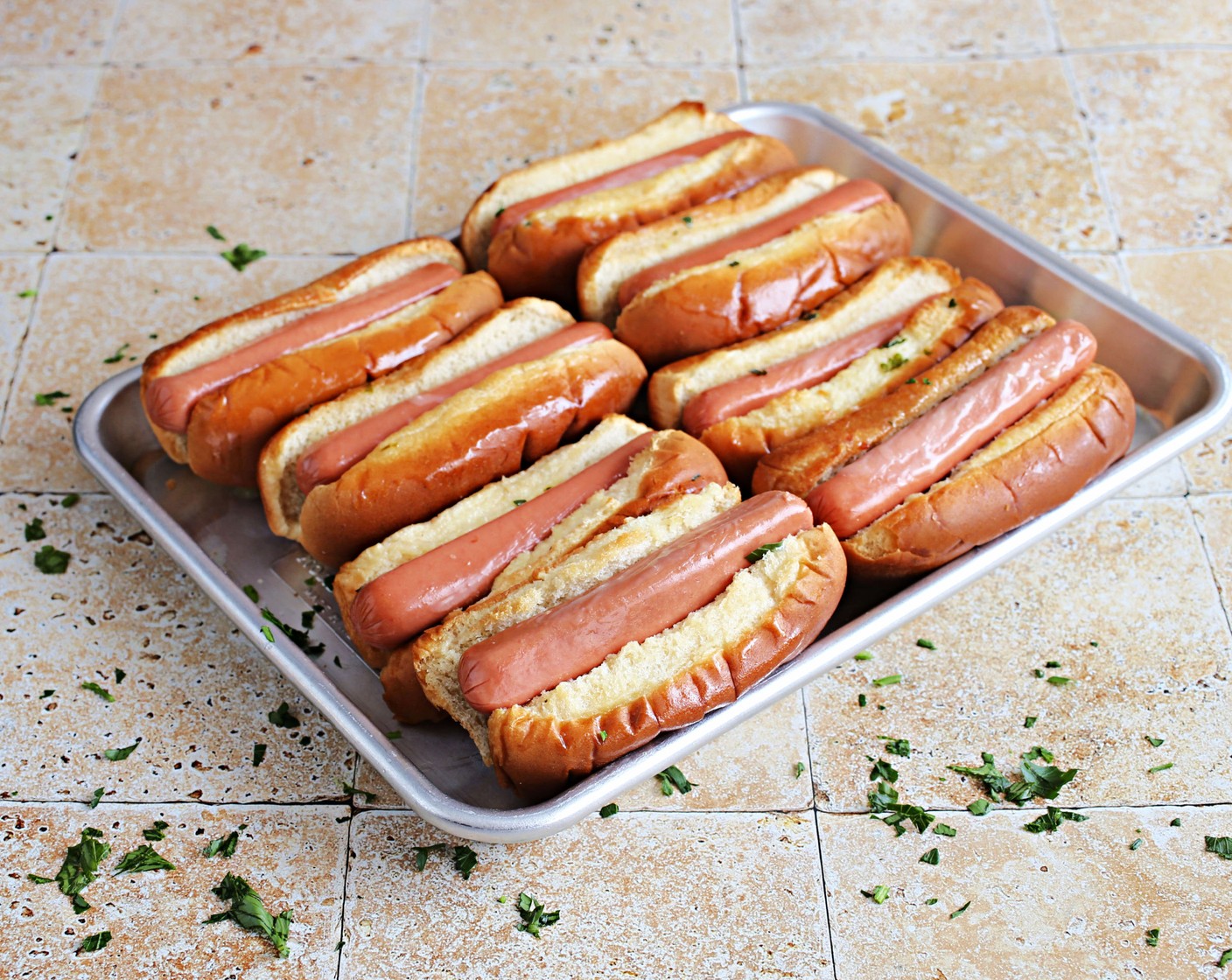 step 4 Add a Hot Dogs (8) to each bun and top with the Shredded Mozzarella Cheese (1 cup). Return to the oven for another 10-15 minutes or until the cheese has melted.