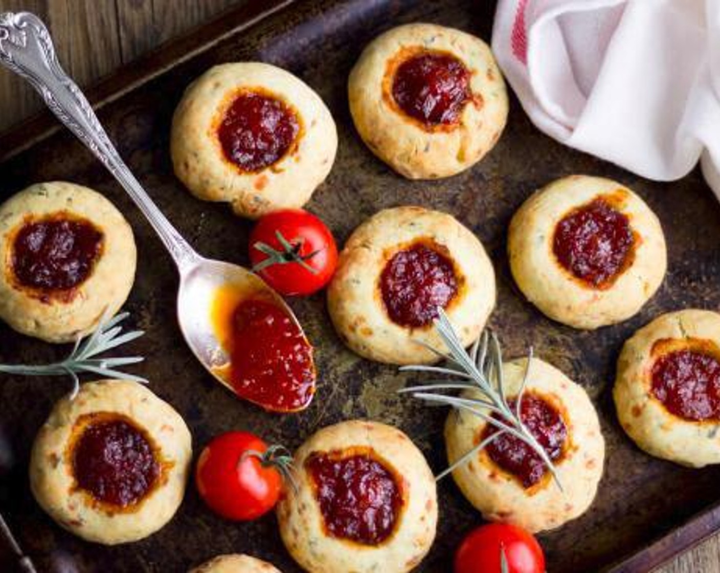 Cheesy Rosemary and Thyme Thumbprint Cookie