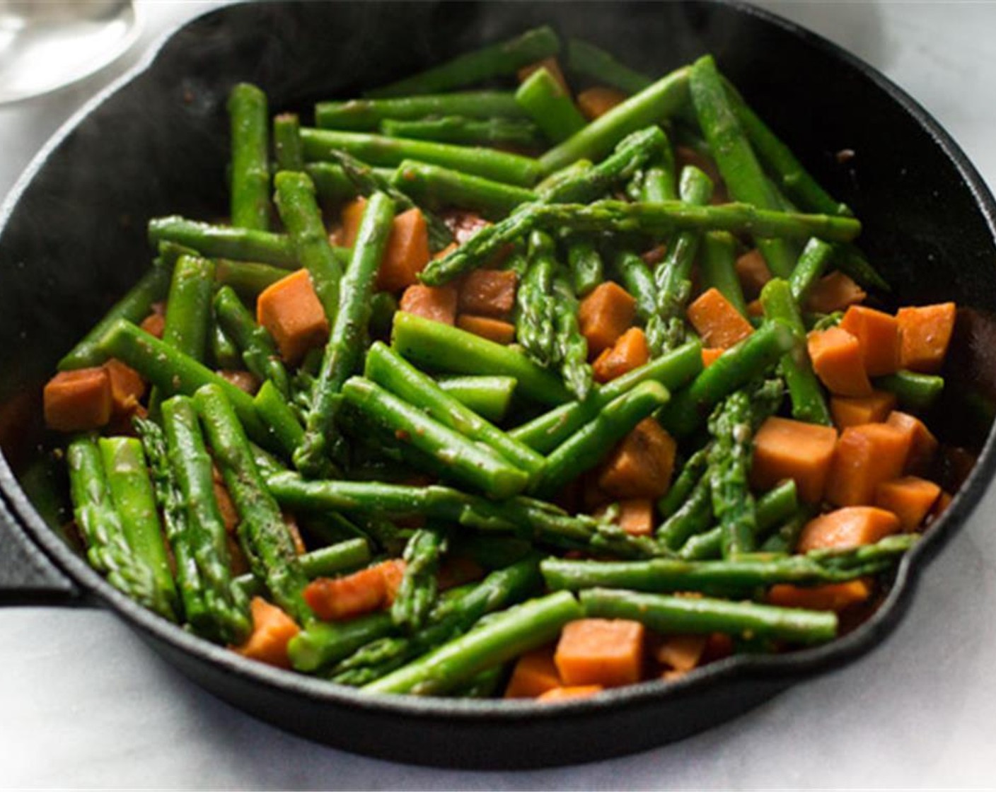 step 5 Add the Asparagus (1 2/3 cups) and cook for about 4-5 minutes until tender.