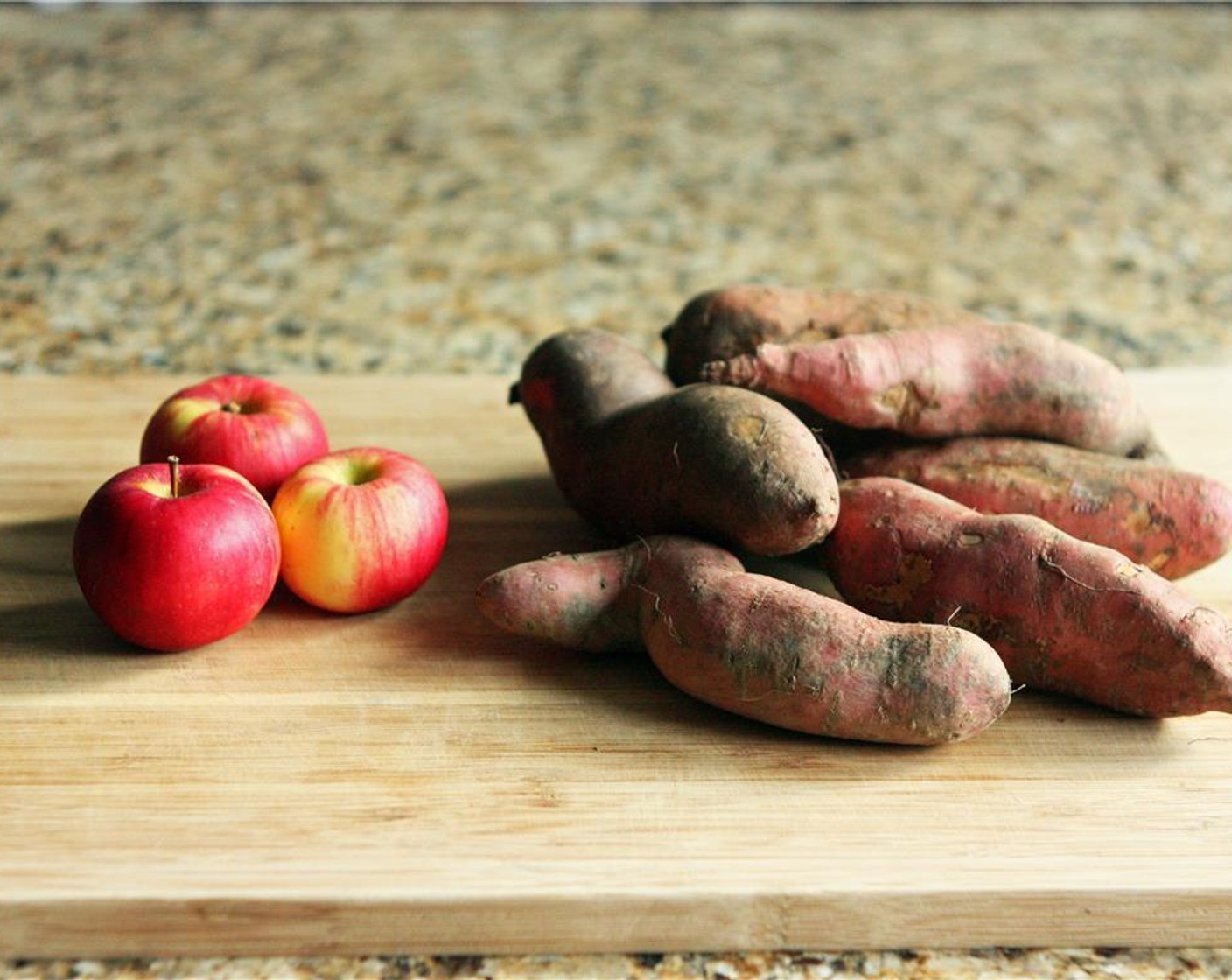 step 2 Wash Sweet Potatoes (2.5 lb) and place on a baking sheet, leaving about a third of the baking sheet open since you'll be adding the apples part way through. Roast for 1 hour.