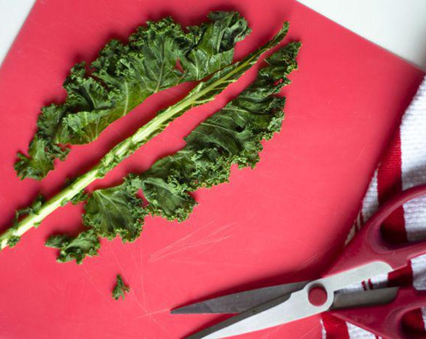 step 2 With clean scissors, remove spine and cut leaves into 2-inch pieces.