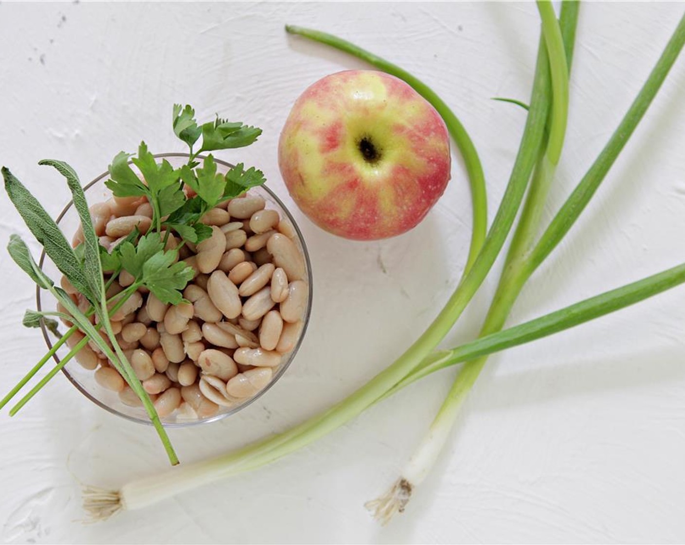 step 1 Chop the Italian Flat-Leaf Parsley (3), Sage Leaves (2), Scallion (1 bunch), and Red Apple (1).