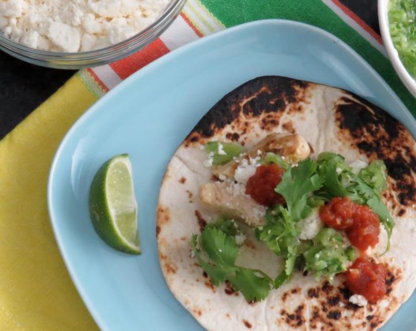 Chicken Soft Tacos with Fresh Tomatillo Salsa