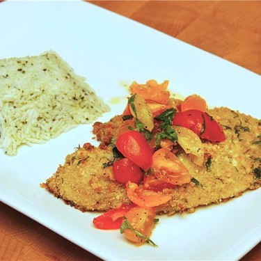Italian Baked Tilapia Parmesan & Basil Pesto Rice Recipe | SideChef