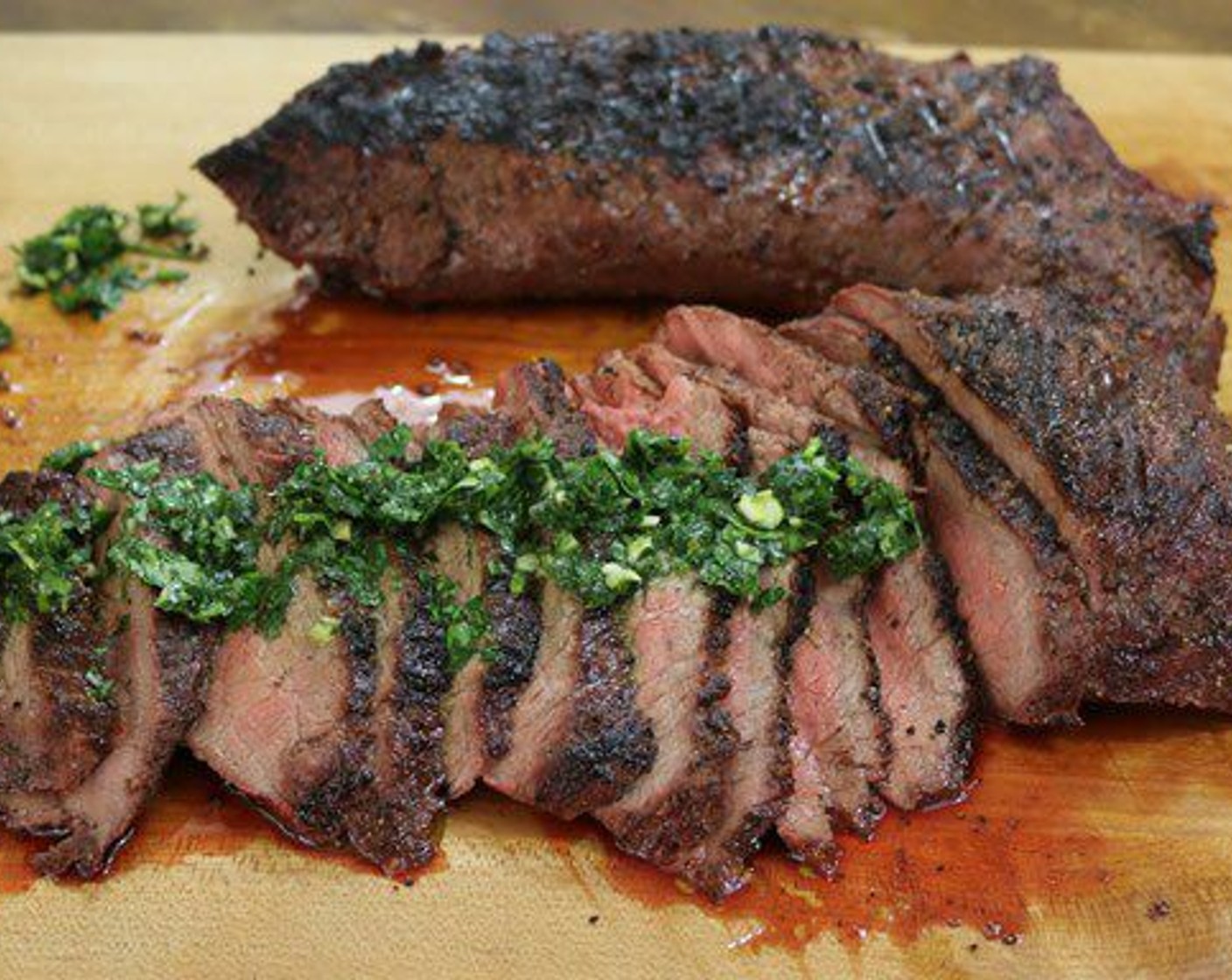 step 8 Remove from grill and rest for 10 minutes. Slice against the grain and serve with chimichurri sauce.