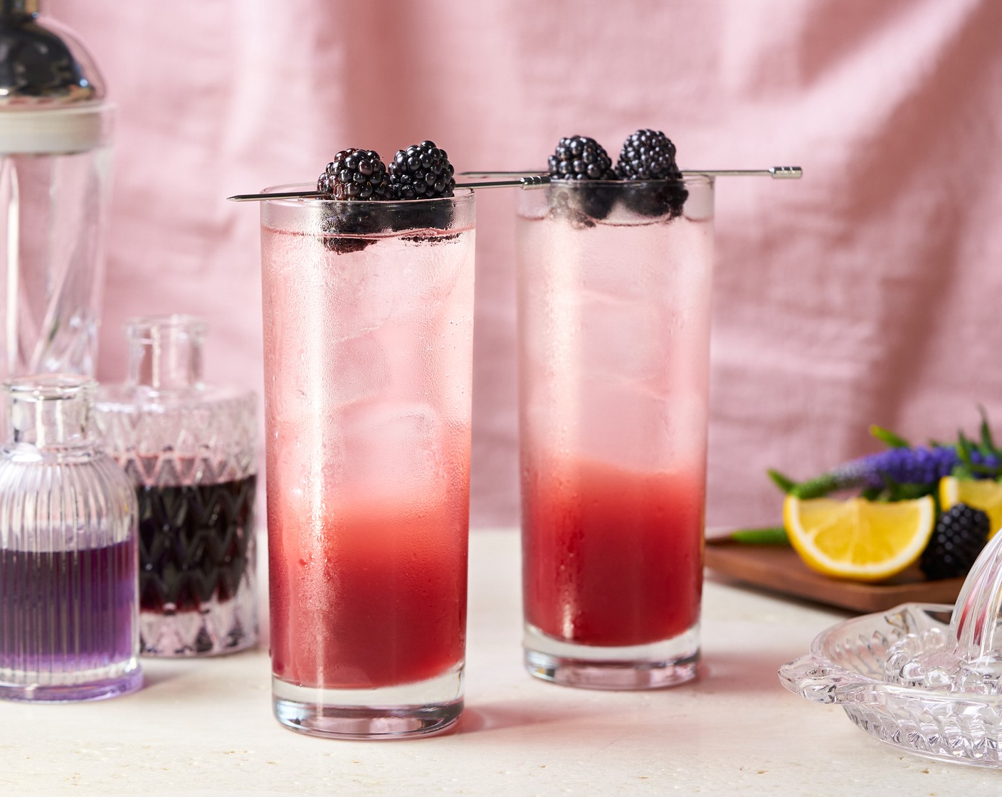 step 4 Top up with Club Soda (to taste), and garnish with Fresh Blackberries (to taste). Serve immediately.