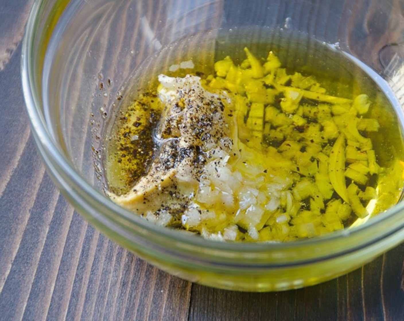 step 5 Add the bacon fat, Olive Oil (3 Tbsp), Red Wine Vinegar (2 Tbsp), Shallot (1), Dijon Mustard (2 tsp), Kosher Salt (1/2 tsp) and Ground Black Pepper (1/2 tsp) in a small bowl. Whisk to emulsify and set aside.
