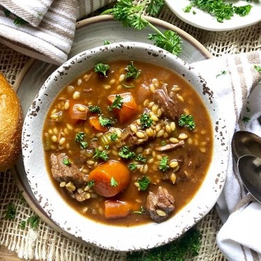 Slow Cooker Beef and Barley Stew Recipe | SideChef