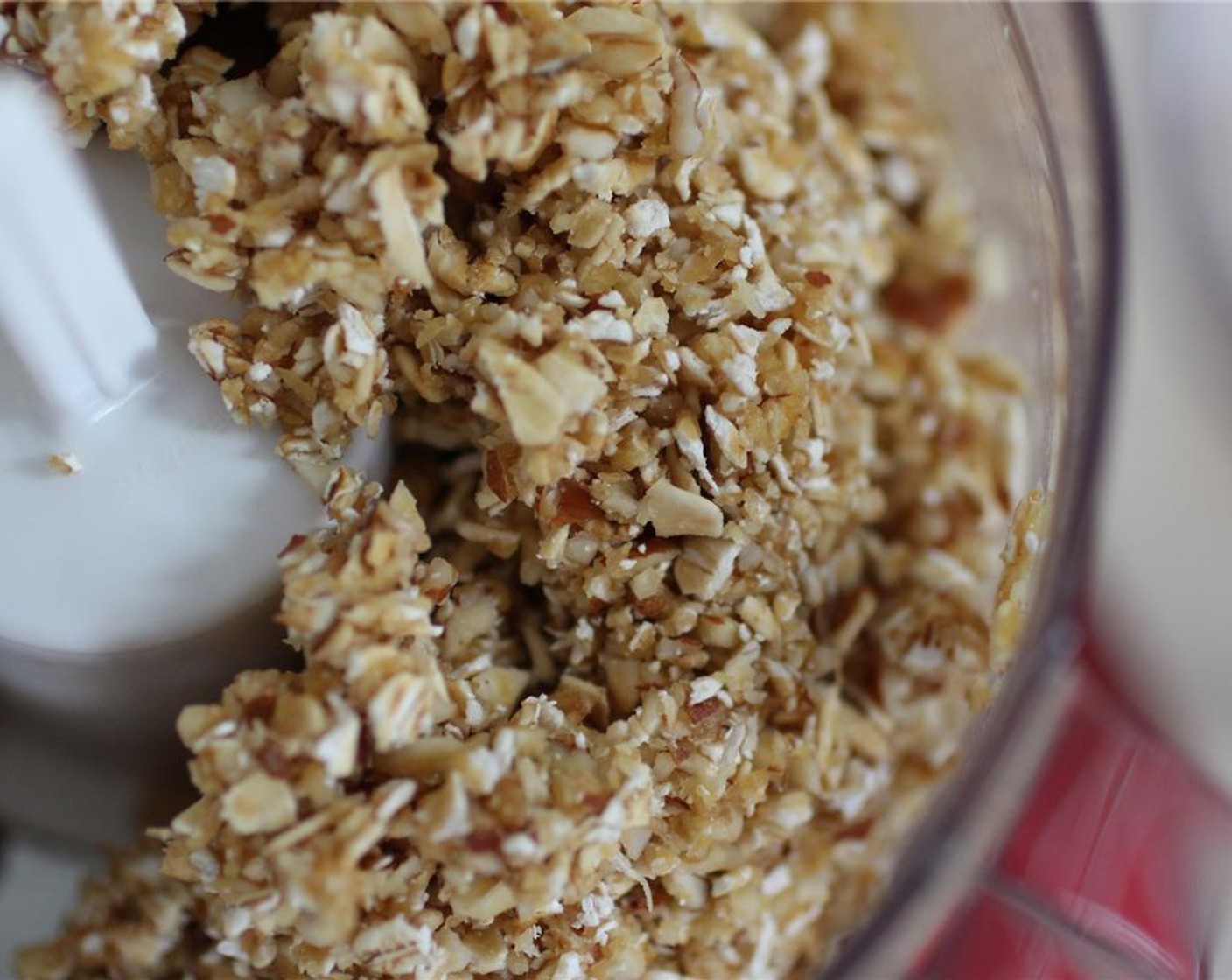 step 4 Add the Oats (3/4 cup), Ground Flaxseed (2 Tbsp), Chickpea Flour (2 Tbsp), Slivered Almonds (1/3 cup), Vanilla Extract (1/2 tsp), Agave Syrup (1/2 Tbsp), and Water (1 1/2 Tbsp) to a food processor. Mix until blended and crumbly.