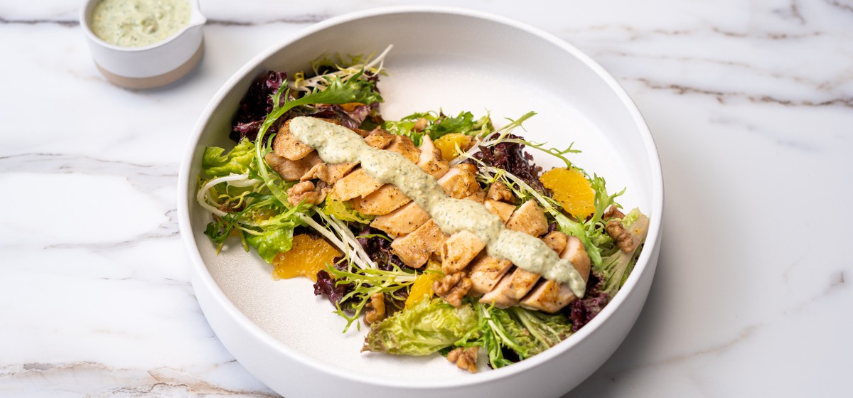 Steam Roast Chicken with Mint Sauce & Green Salad Recipe | SideChef