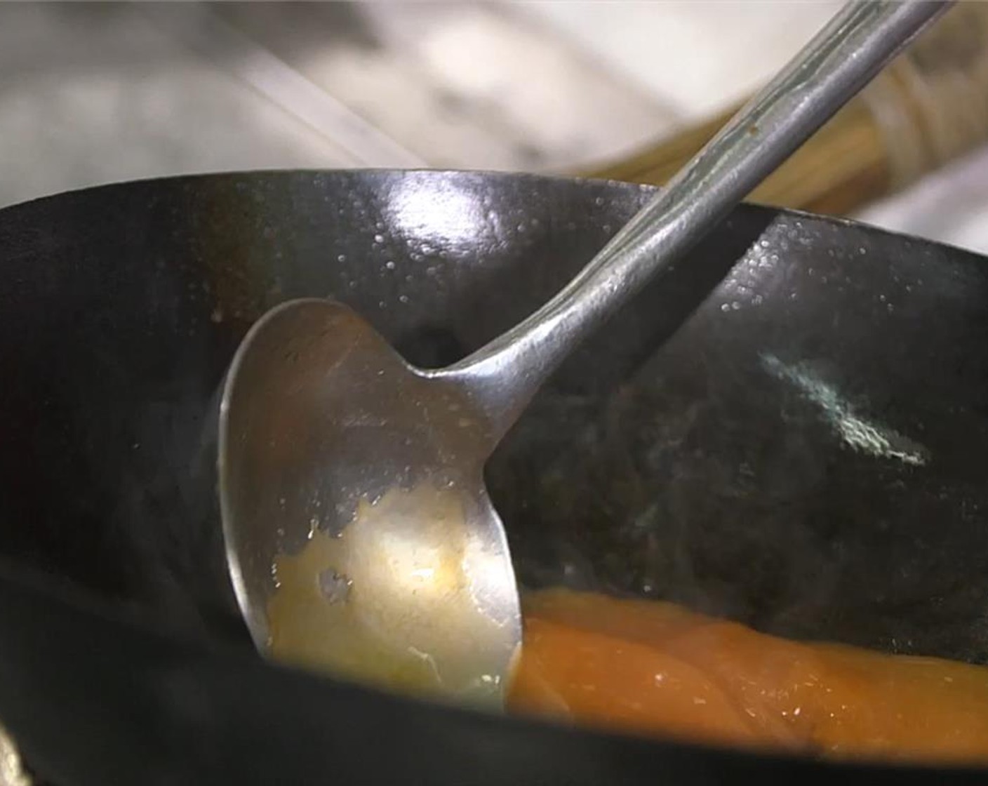 step 4 In the same pan, heat the Condensed Tomato Soup (1 cup), Cream of Chicken Soup (3 Tbsp), and Concentrated Chicken Stock (1/2 Tbsp) together and bring to a boil.