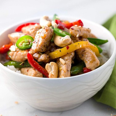 Pork Stir-Fry with Sugar Snap Peas and Cashews Recipe | SideChef