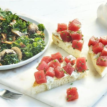 Ahi Tuna Bruschetta with Kale Salad, Basil Aioli Recipe | SideChef