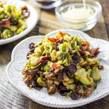 Brussel Sprouts with Bacon and Cranberries Recipe | SideChef