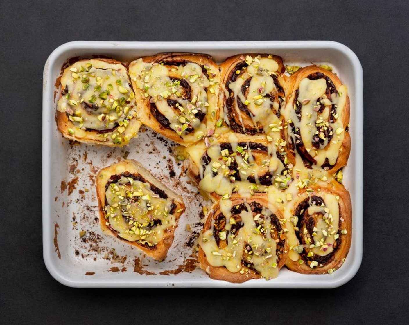 Chocolate Pistachio Rolls with Orange Glaze