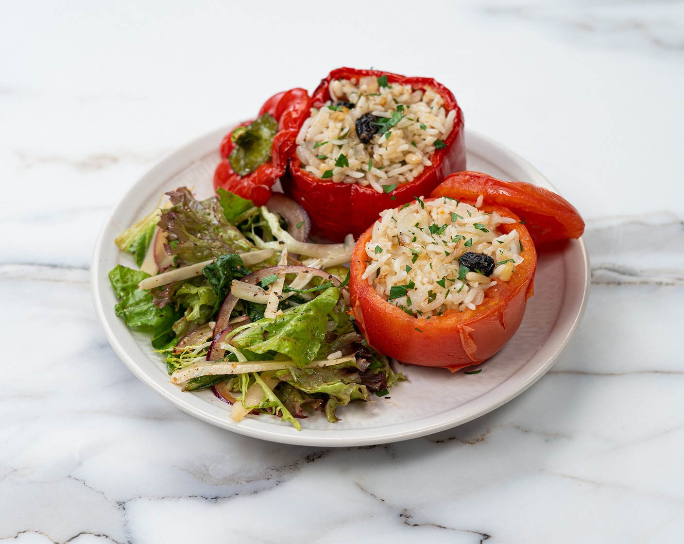 Filled Capsicums and Tomatoes