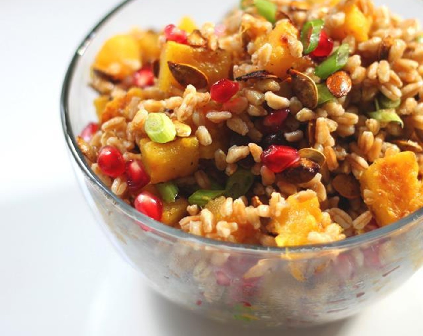 Roasted Acorn Squash & Pomegranate Farro Salad