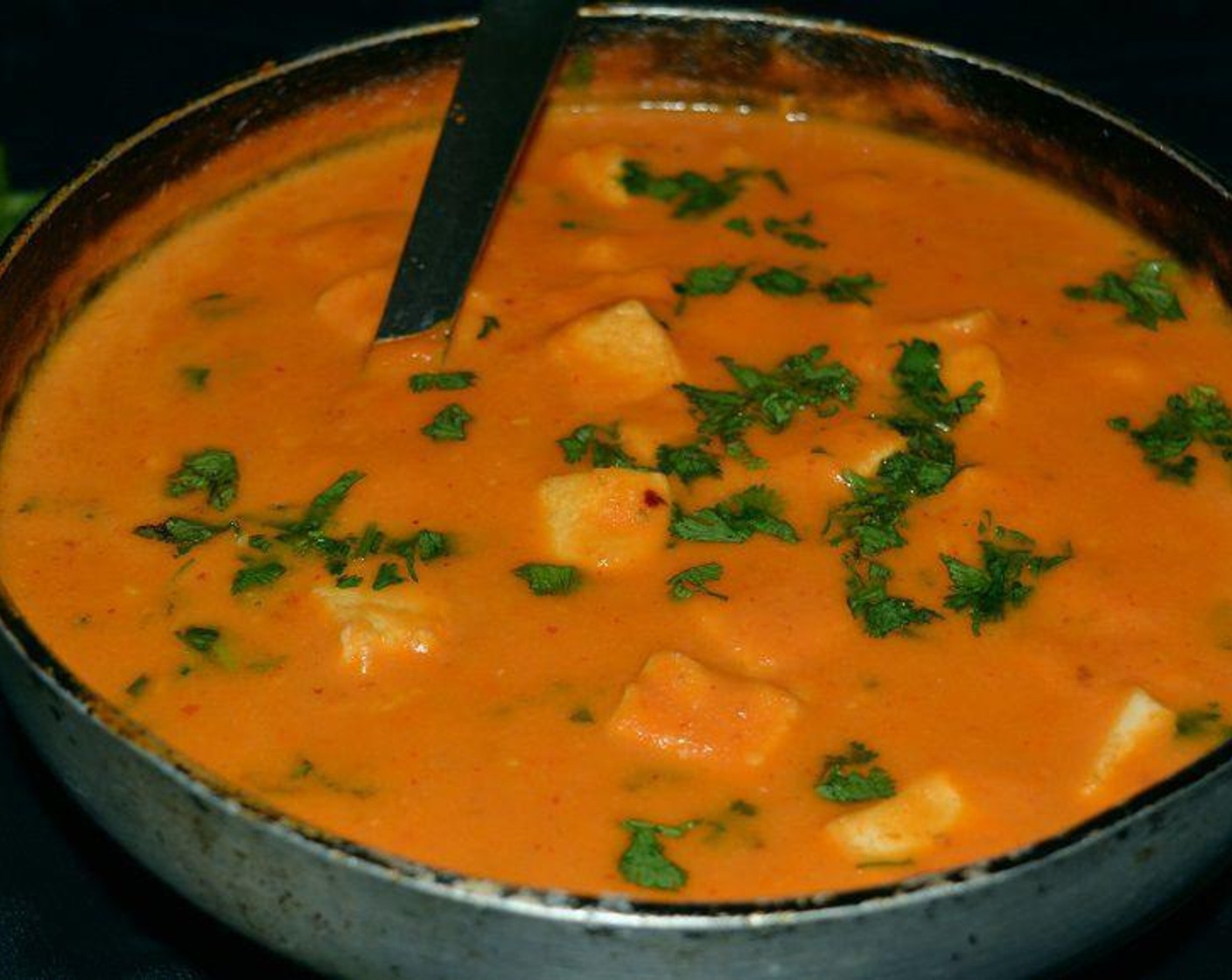 step 9 Paneer Butter Masala is ready. You can garnish it with Fresh Cilantro (1 Tbsp) or a drizzle of cream.