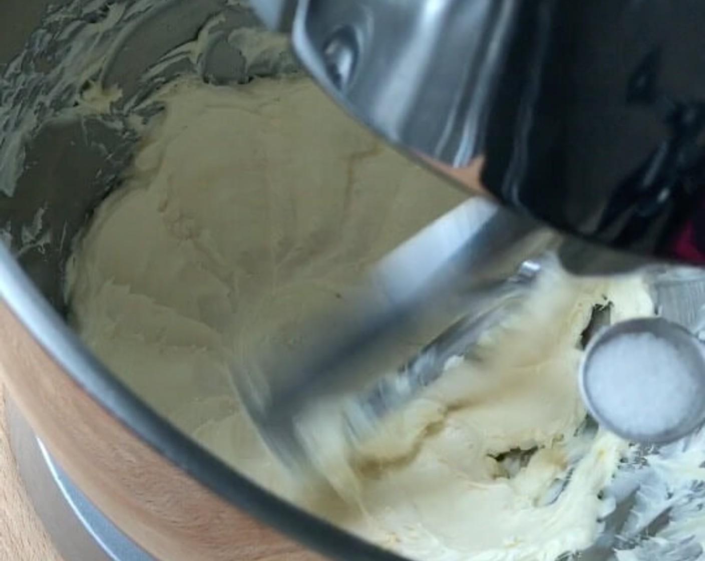 step 15 To make the filling, beat together cream cheese and Butter (3 1/2 Tbsp) until smooth. Then beat in  Vanilla Extract (1 tsp) and Salt (1/4 tsp).