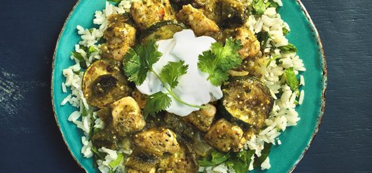 Verde Chicken and Calabacitas with Rice Recipe | SideChef