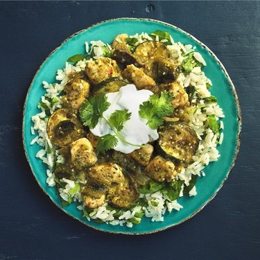 Verde Chicken and Calabacitas with Rice Recipe | SideChef