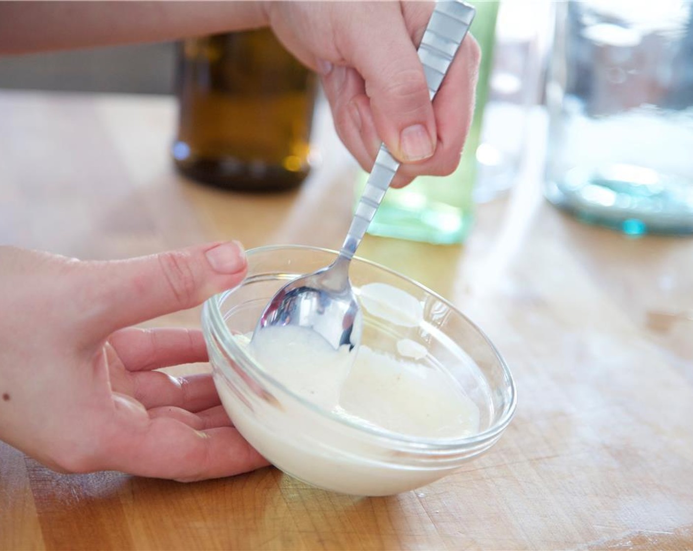 step 7 Stir in Parmesan Cheese (2 Tbsp) and remove from heat until ready to plate. Juice only 1/2 the Lemon (1/2) into a small bowl. Discard seeds and set aside. Add the Horseradish (1/2 Tbsp), Dijon Mustard (1 pckg) and Mayonnaise (2 pckg) to the lemon juice; stir to combine.