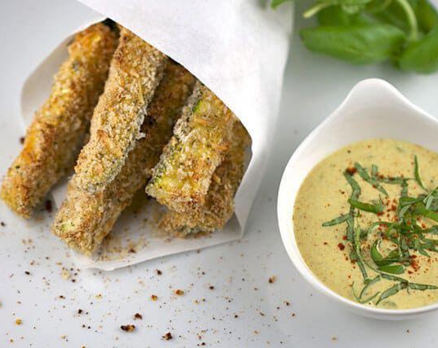 Baked Zucchini Parmesan Fries with Mustard Dip