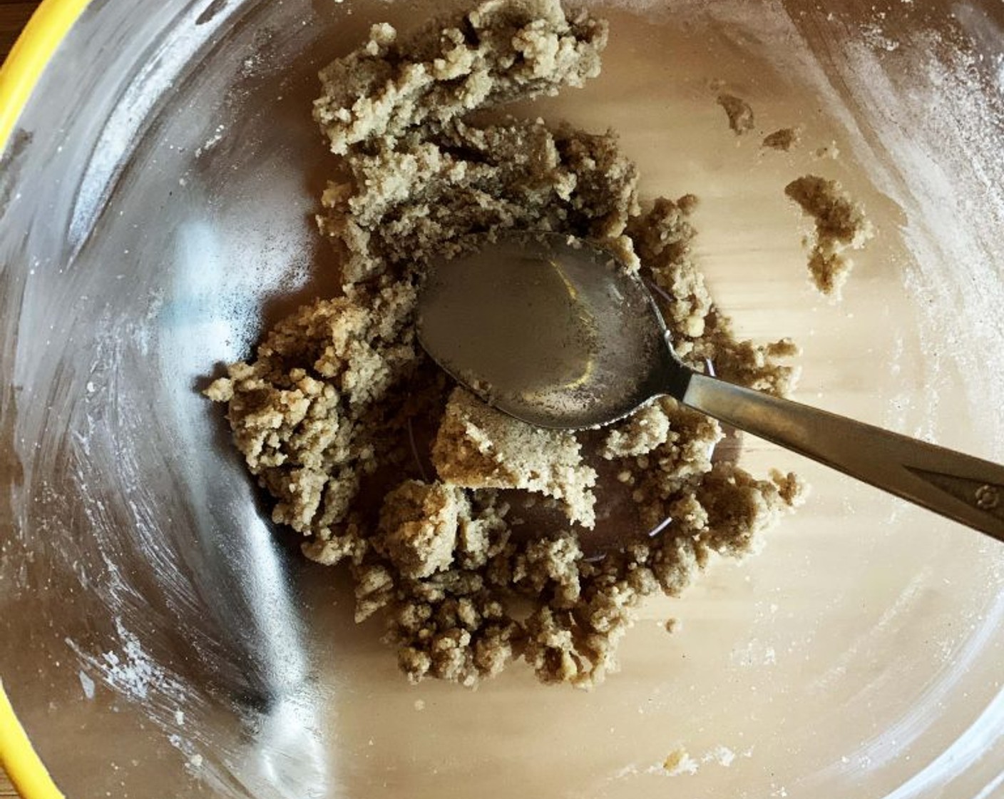 step 5 Next, using your hands or a fork, mix together the Buckwheat Flour (3 1/3 Tbsp), Almond Flour (3 1/3 Tbsp), Oil (1 1/3 Tbsp), and Granulated Erythritol (2 Tbsp) for the crumble.