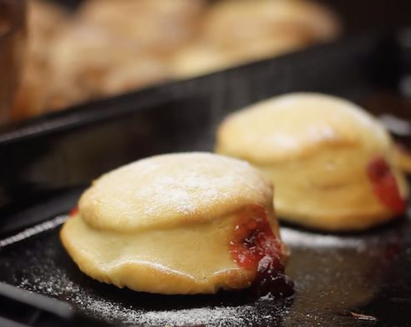 step 13 To make jelly donuts, use a satay stick and poke through so that you can pipe in the filling later.