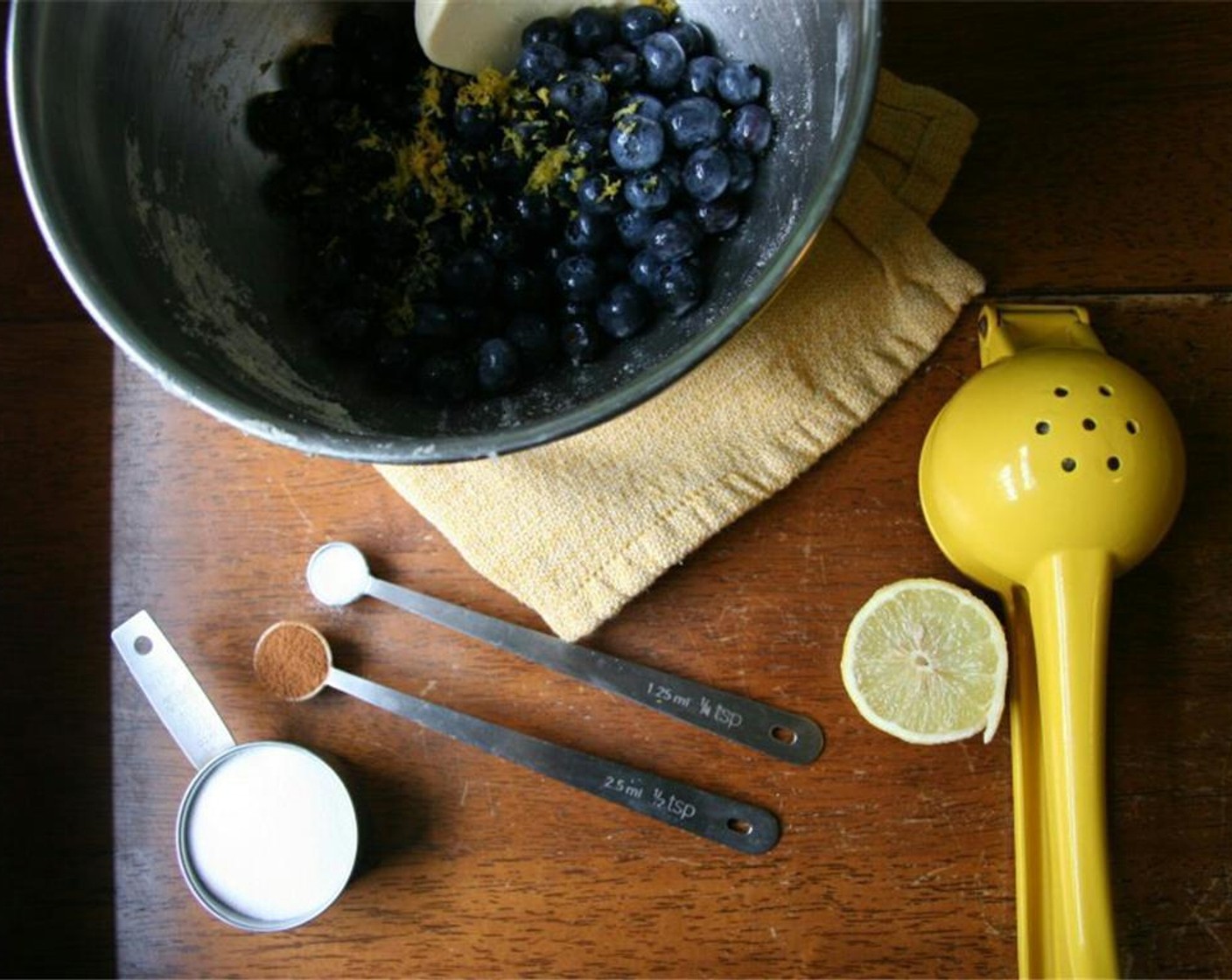 step 3 Combine Fresh Blueberry (1 cup), the zest of a Lemon (1), half the lemon juice, Ground Cinnamon (1/4 tsp) and Salt (1 pinch).
