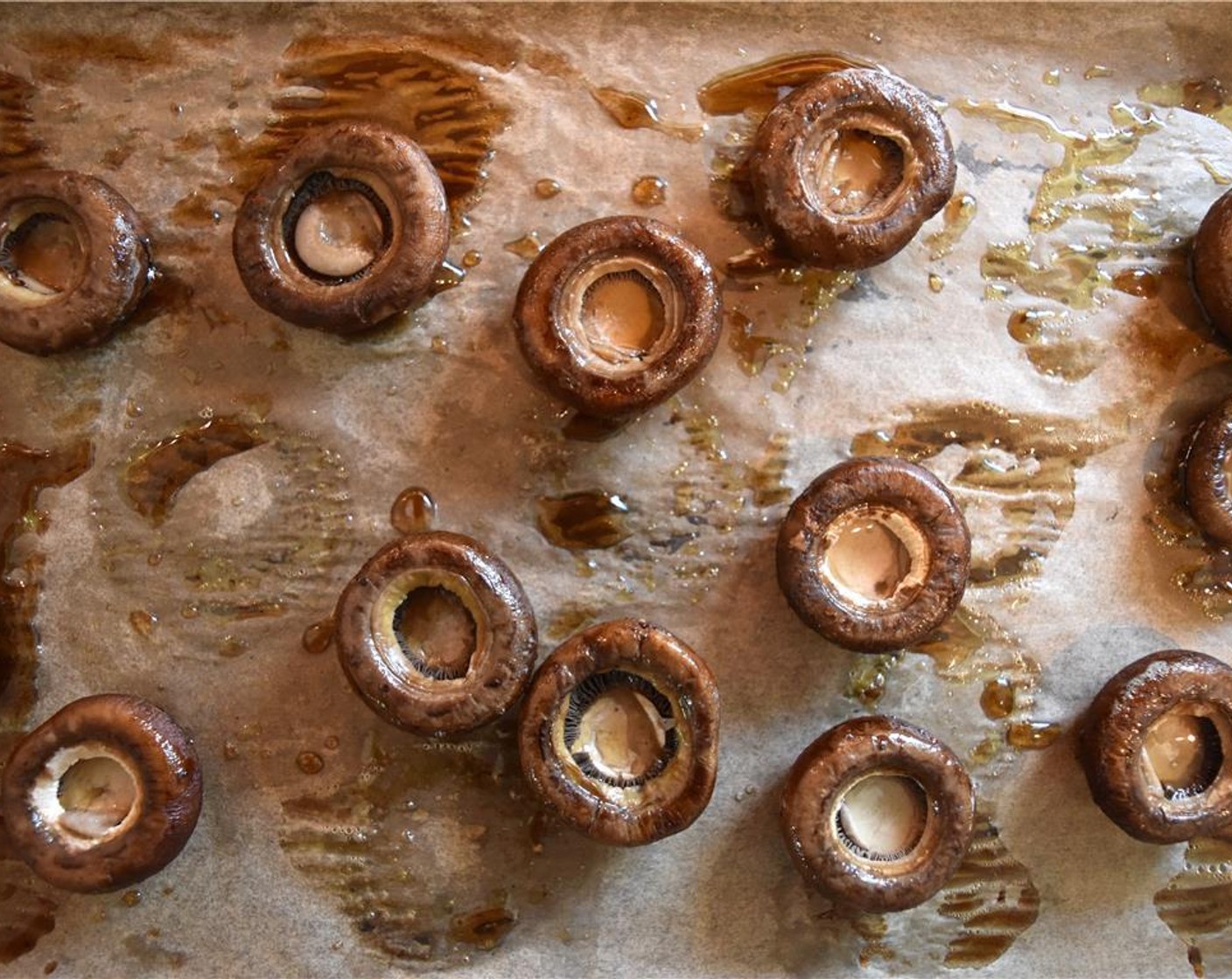 step 9 Place roasted mushrooms bottom side up on a sheet pan. Turn on the broiler in your oven.