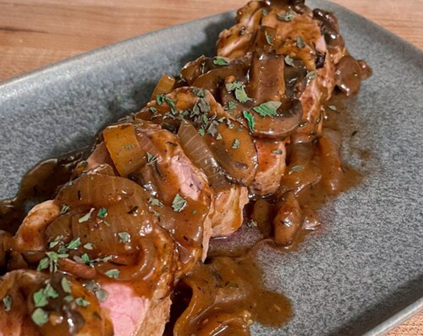 Pork Tenderloin with Caramelized Onion Gravy