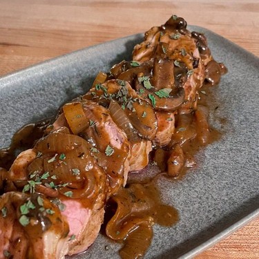 Pork Tenderloin with Caramelized Onion Gravy Recipe | SideChef