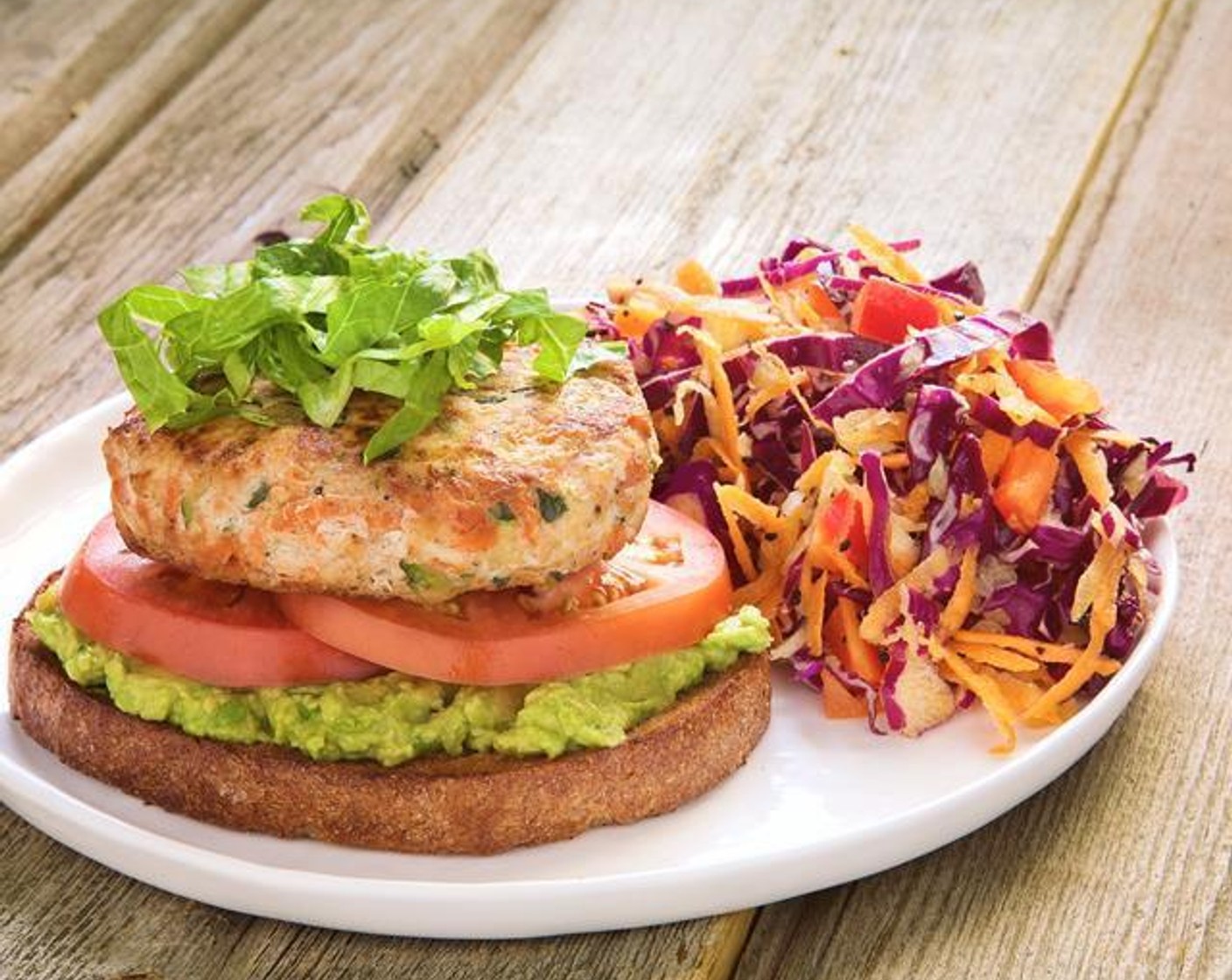 Veggie Turkey Burgers with Tangy Cole Slaw
