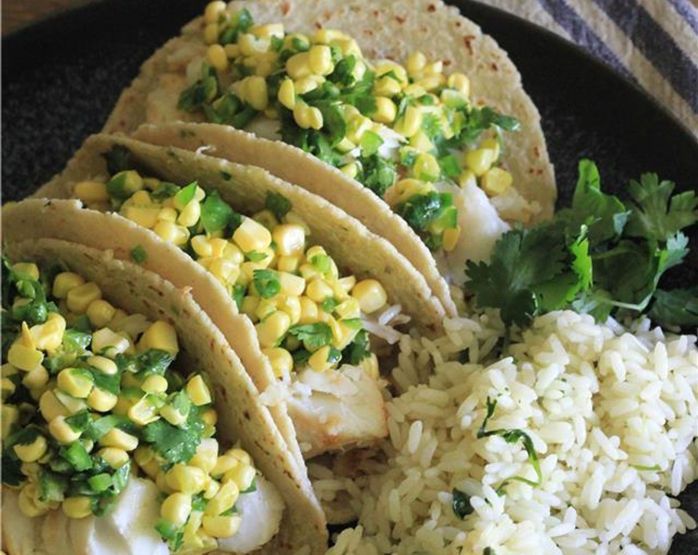 Sweet Corn Ceviche Fish Tacos & Cilantro Lime Rice