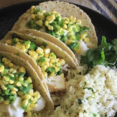 Sweet Corn Ceviche Fish Tacos & Cilantro Lime Rice Recipe | SideChef