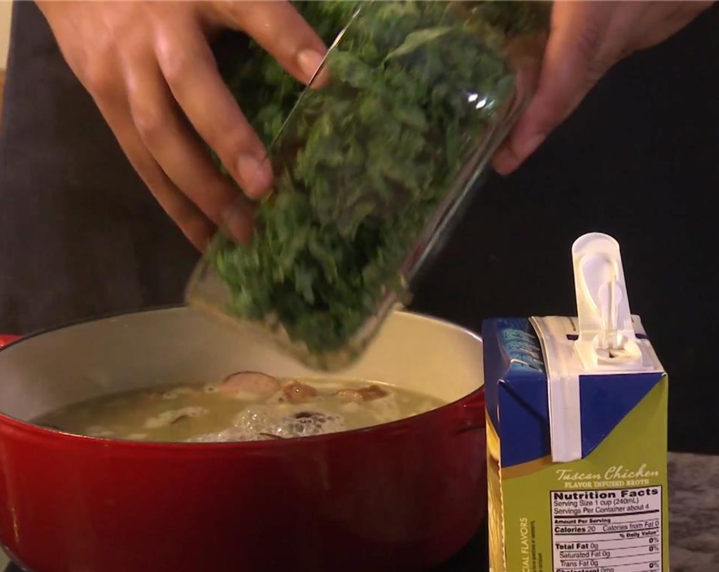 step 5 Cut the Kale (3 cups) into thin strips and rinse and drain the Canned Cannellini White Kidney Beans (2 cups). Add both to the pot.