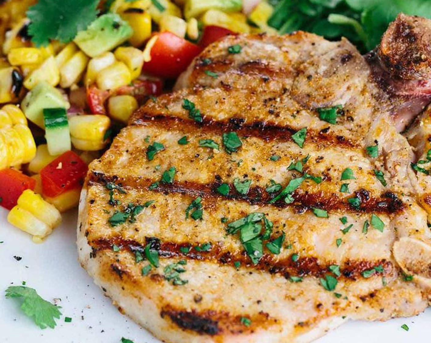 Spiced Grilled Pork Chops with Charred Corn Salad