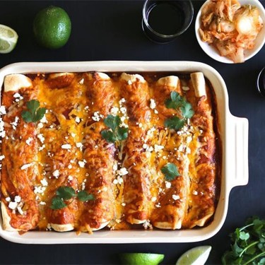 Kimchi Pork Enchiladas with Queso Fresco Recipe | SideChef