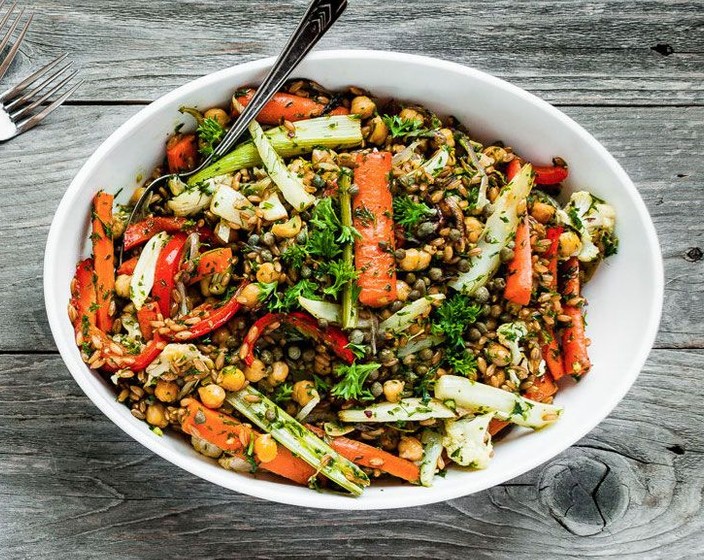 Roasted Vegetables and Farro Salad  Recipe | SideChef