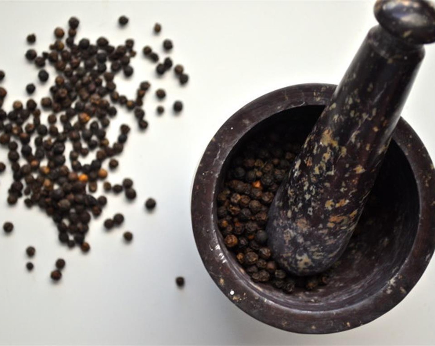 step 1 Crush the Black Peppercorns (2 Tbsp) using a mortar and pestle or spiced grinder.