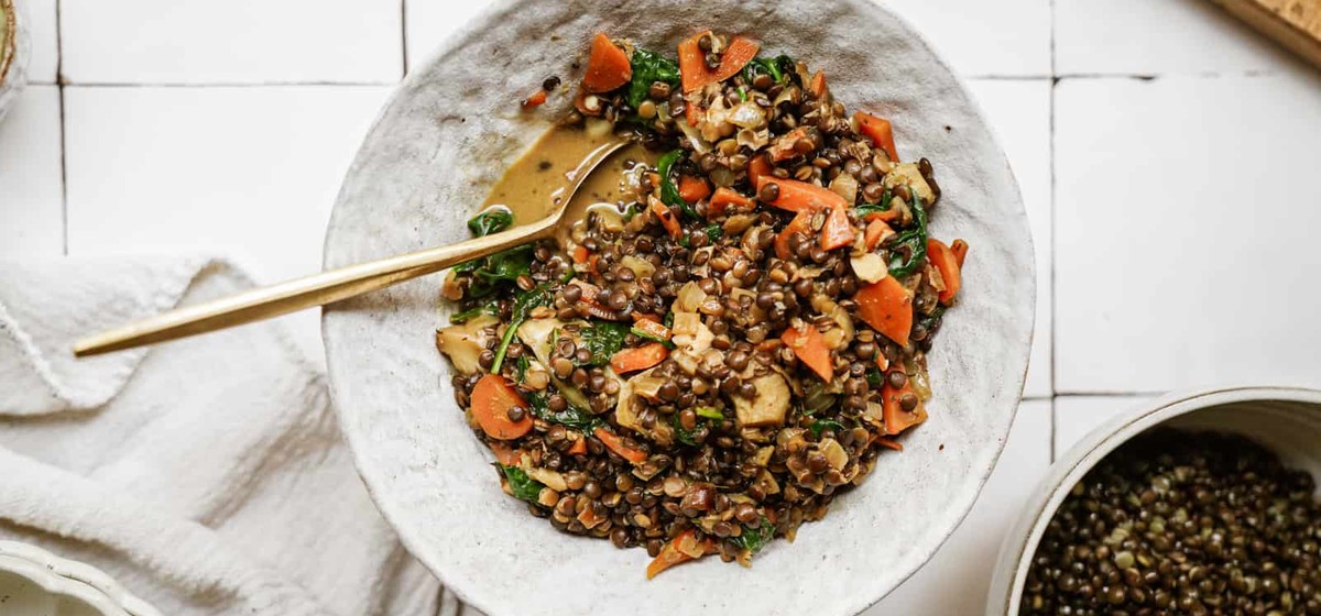 Creamy Vegan Lentils with Spinach Recipe | SideChef