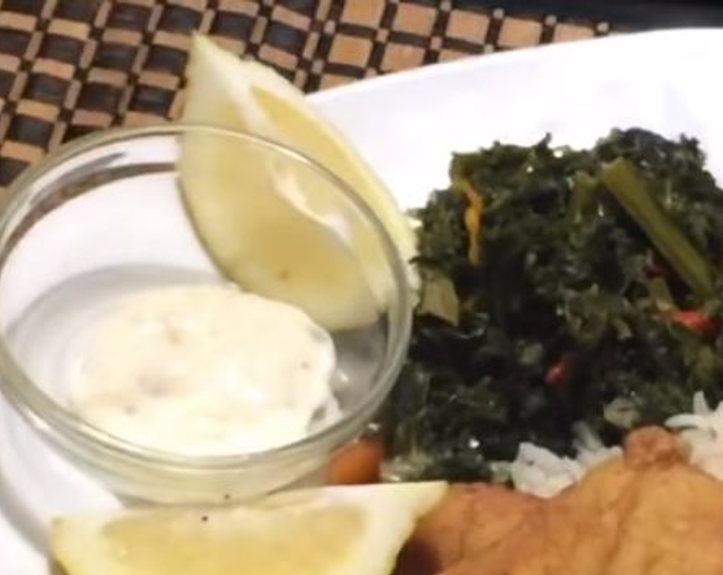 step 11 Place butter rice, kale, and the flounder on a plate and enjoy!