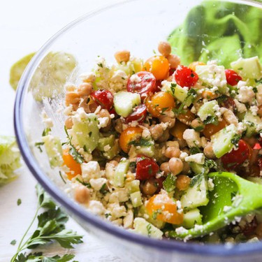 Tomato Cucumber Chickpea Salad Recipe | SideChef