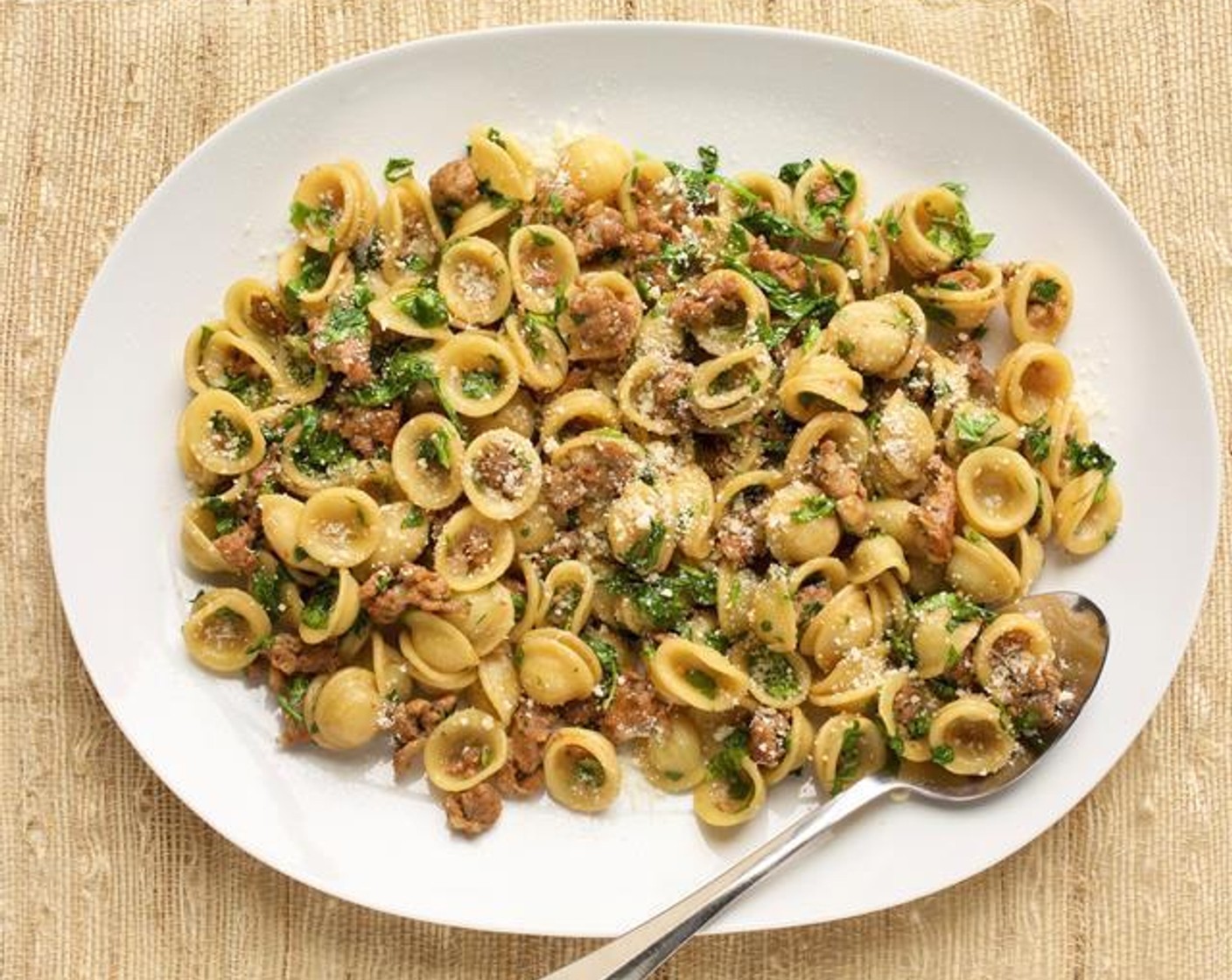 One Pan Orecchiette Pasta with Turkey Sausage