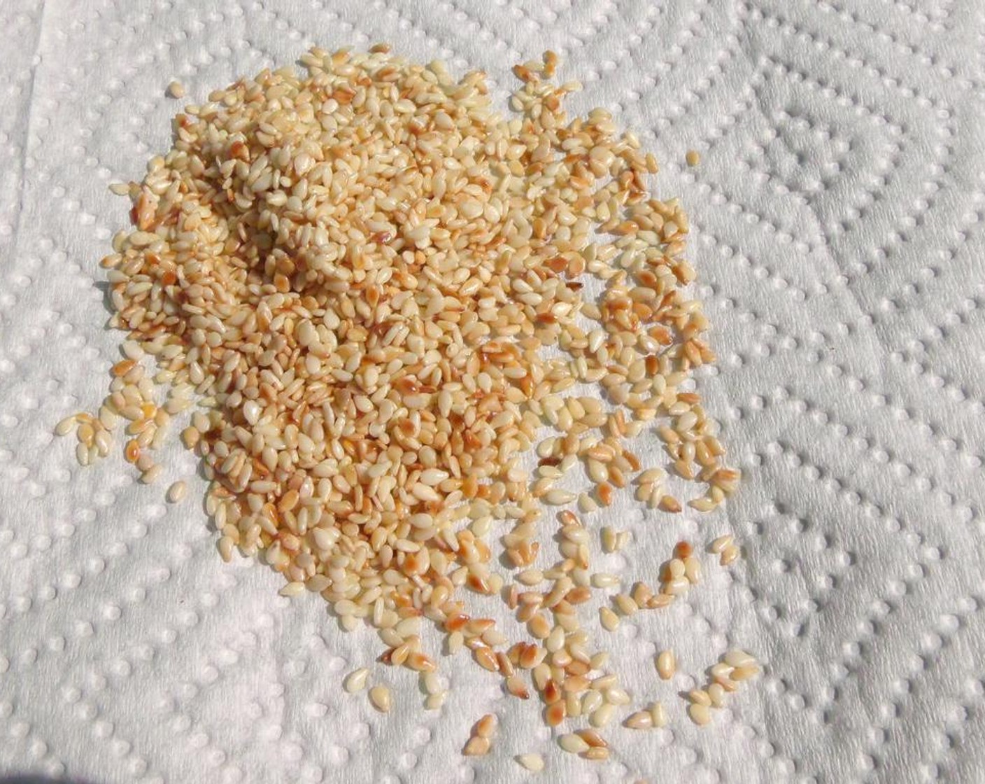 step 1 Saute White Sesame Seeds (1/3 cup) until golden.