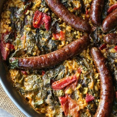 Spanish Paella with Saffron, Merguez, and Chard Recipe | SideChef