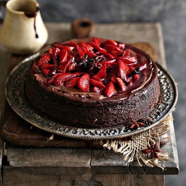 Dark Chocolate Cheesecake with Strawberries Recipe | SideChef