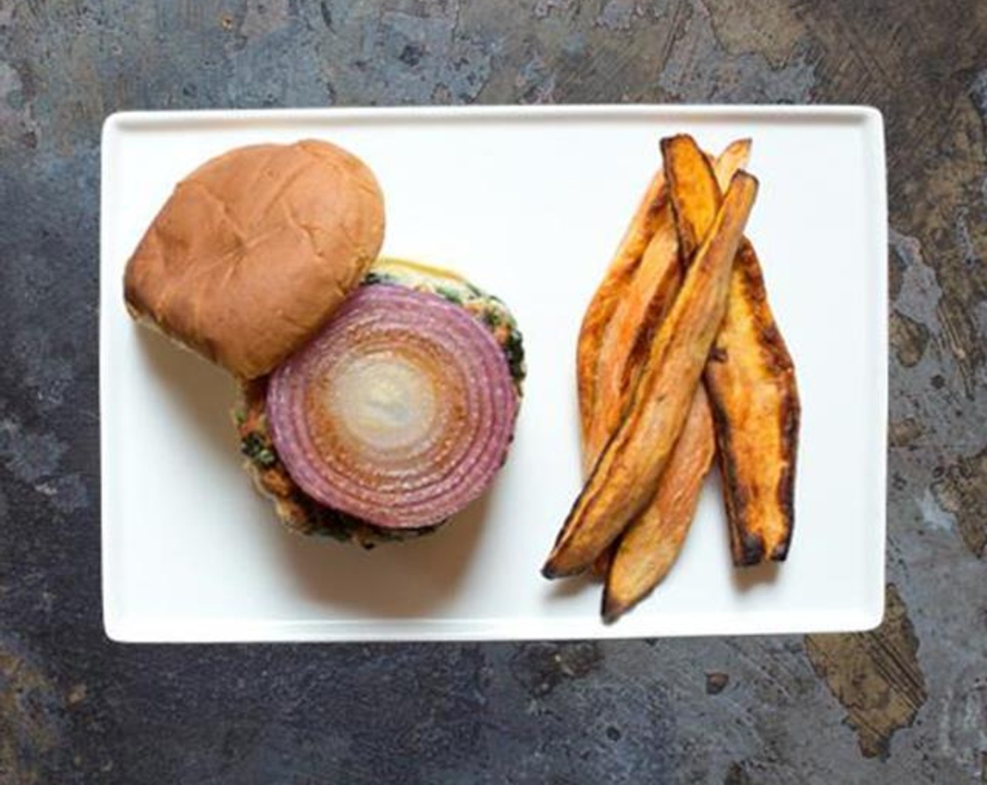 Turkey & Spinach Burgers with Roasted Sweet Potatoes